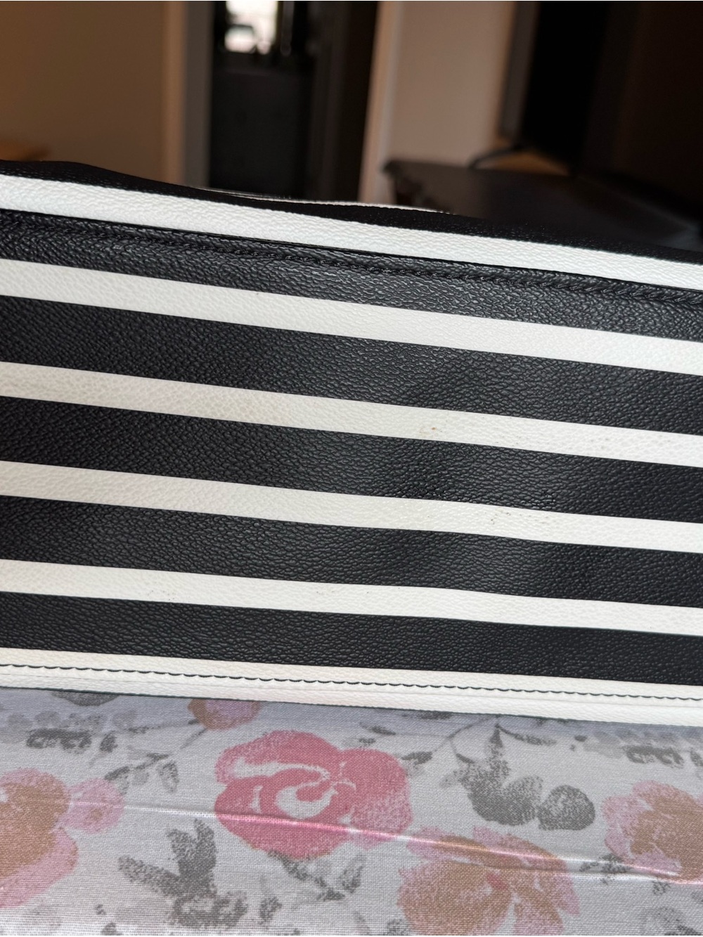 kate spade Black and White Striped Leather Tote - Picture 7 of 16